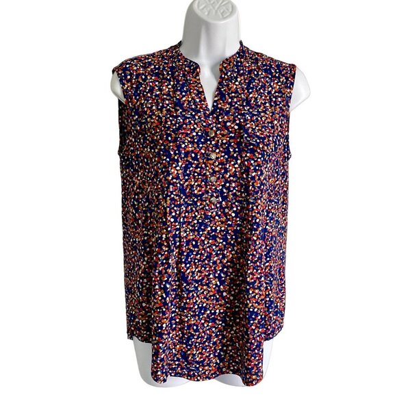 Ava & Grace Sleeveless Top Quarter Button Women's Petite Medium PM - Picture 2 of 7